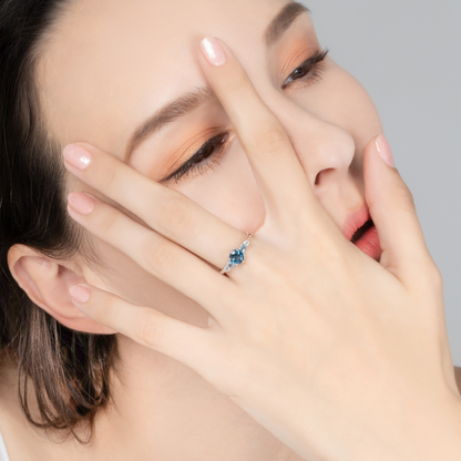 Ombre Blue Topaz Five Stone Ring in Sterling Silver - SJR London Timepiece
