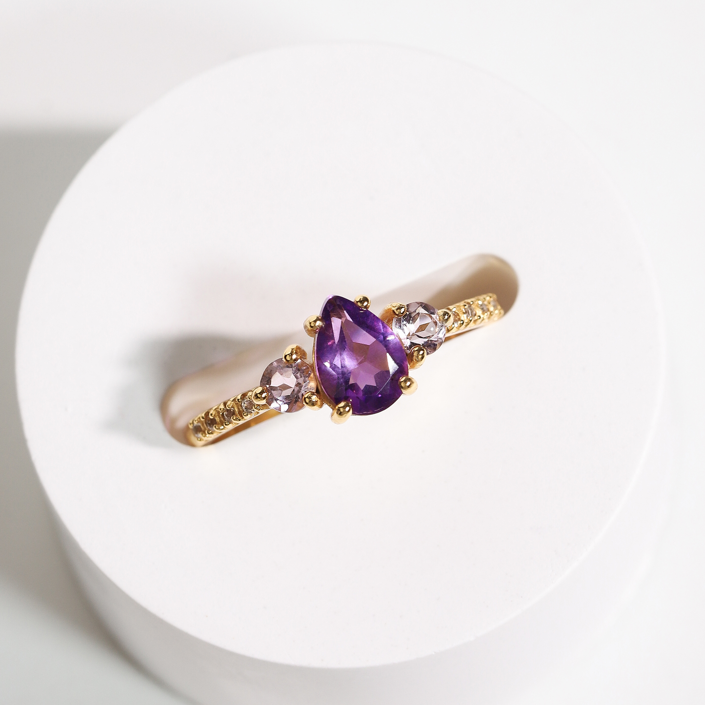 Amethyst and Lavender Amethyst Ring in 18k Gold Vermeil - SJR London Timepiece