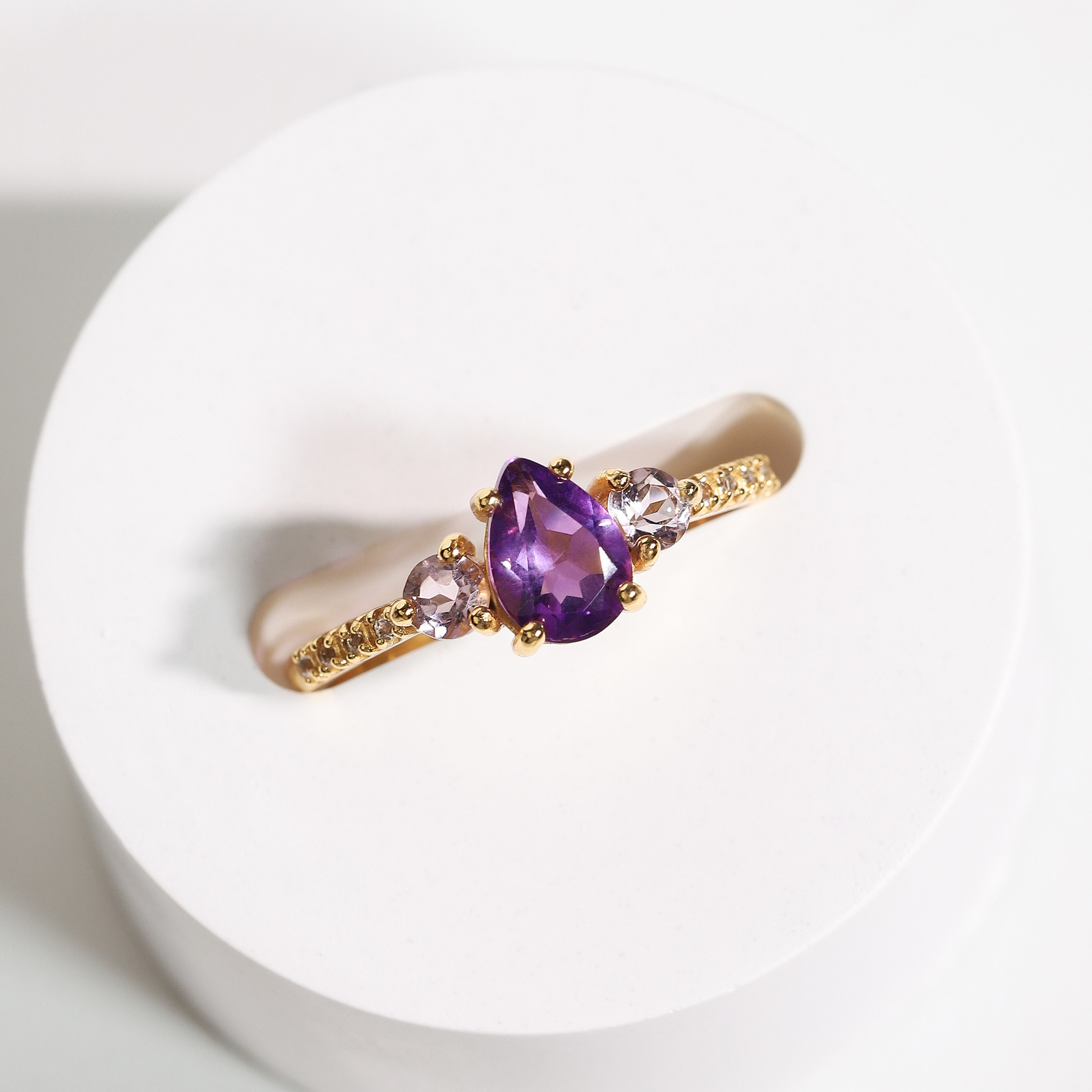 Amethyst and Lavender Amethyst Ring in 18k Gold Vermeil - SJR London Timepiece