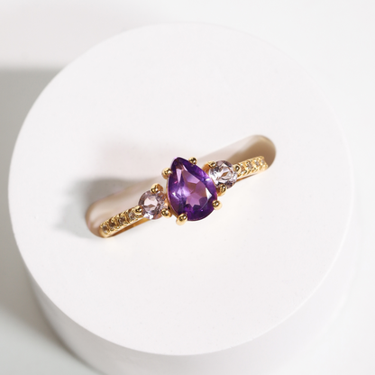 Amethyst and Lavender Amethyst Ring in 18k Gold Vermeil - SJR London Timepiece