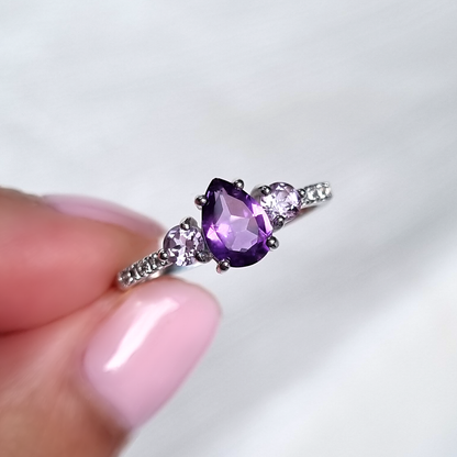 Amethyst and Lavender Amethyst Ring in Sterling Silver - SJR London Timepiece