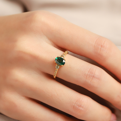 Green Topaz and Green Tourmaline Ring in 18k Gold Vermeil - SJR London Timepiece