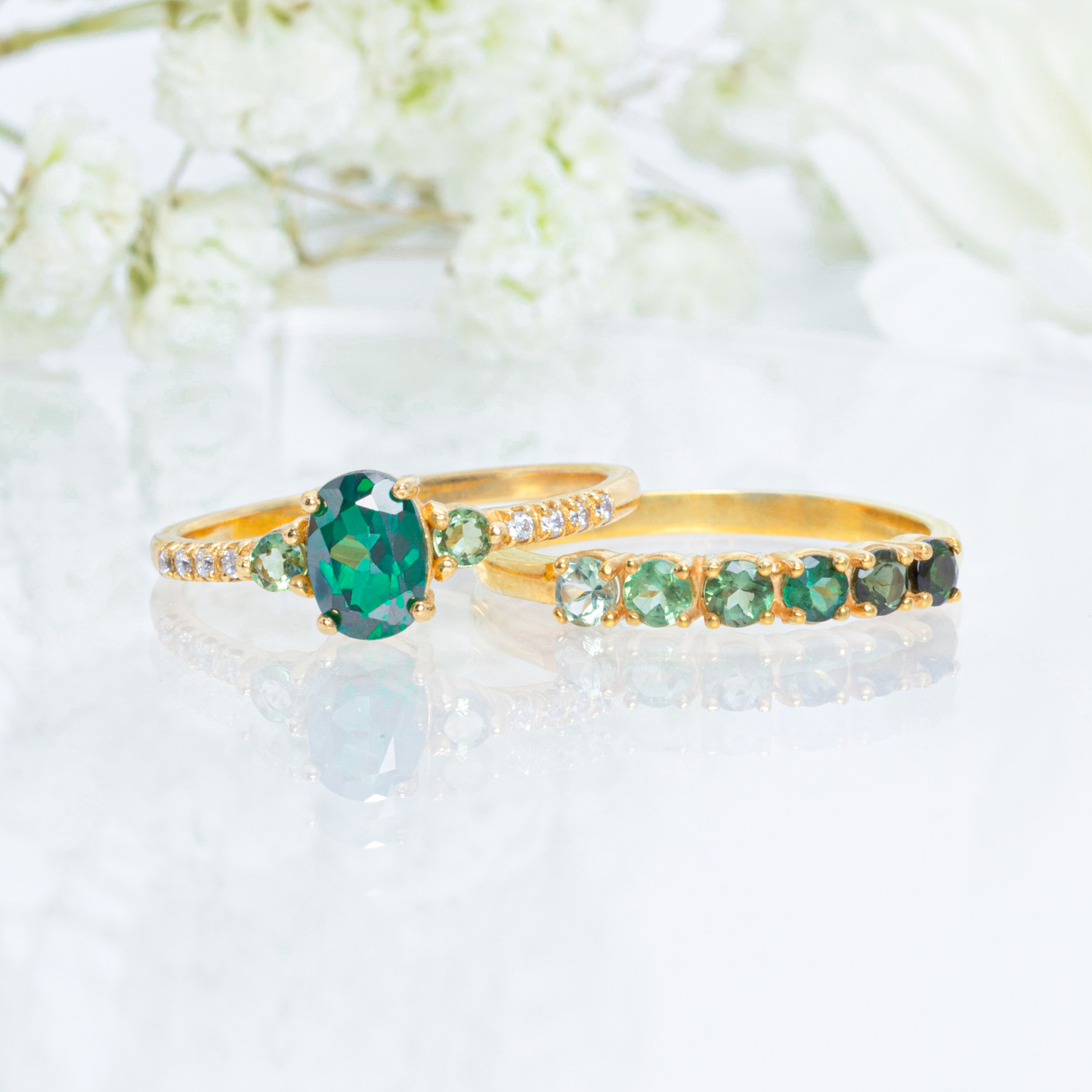 Ombre Green Tourmaline Eternity Band in 18k Gold Vermeil - SJR London Timepiece