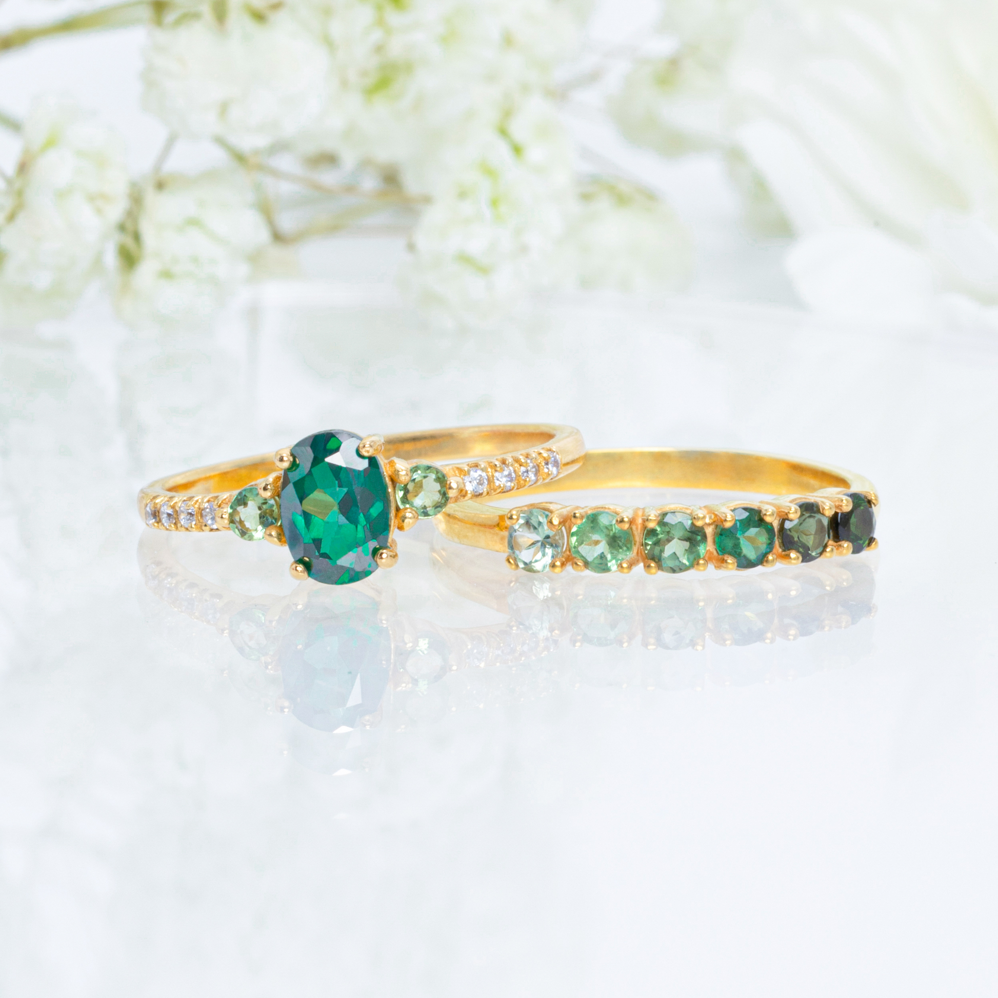 Ombre Green Tourmaline Eternity Band in 18k Gold Vermeil - SJR London Timepiece