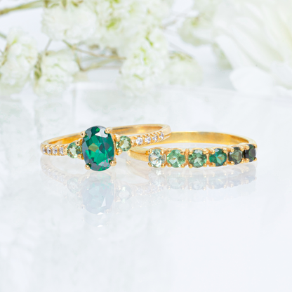 Ombre Green Tourmaline Eternity Band in 18k Gold Vermeil - SJR London Timepiece
