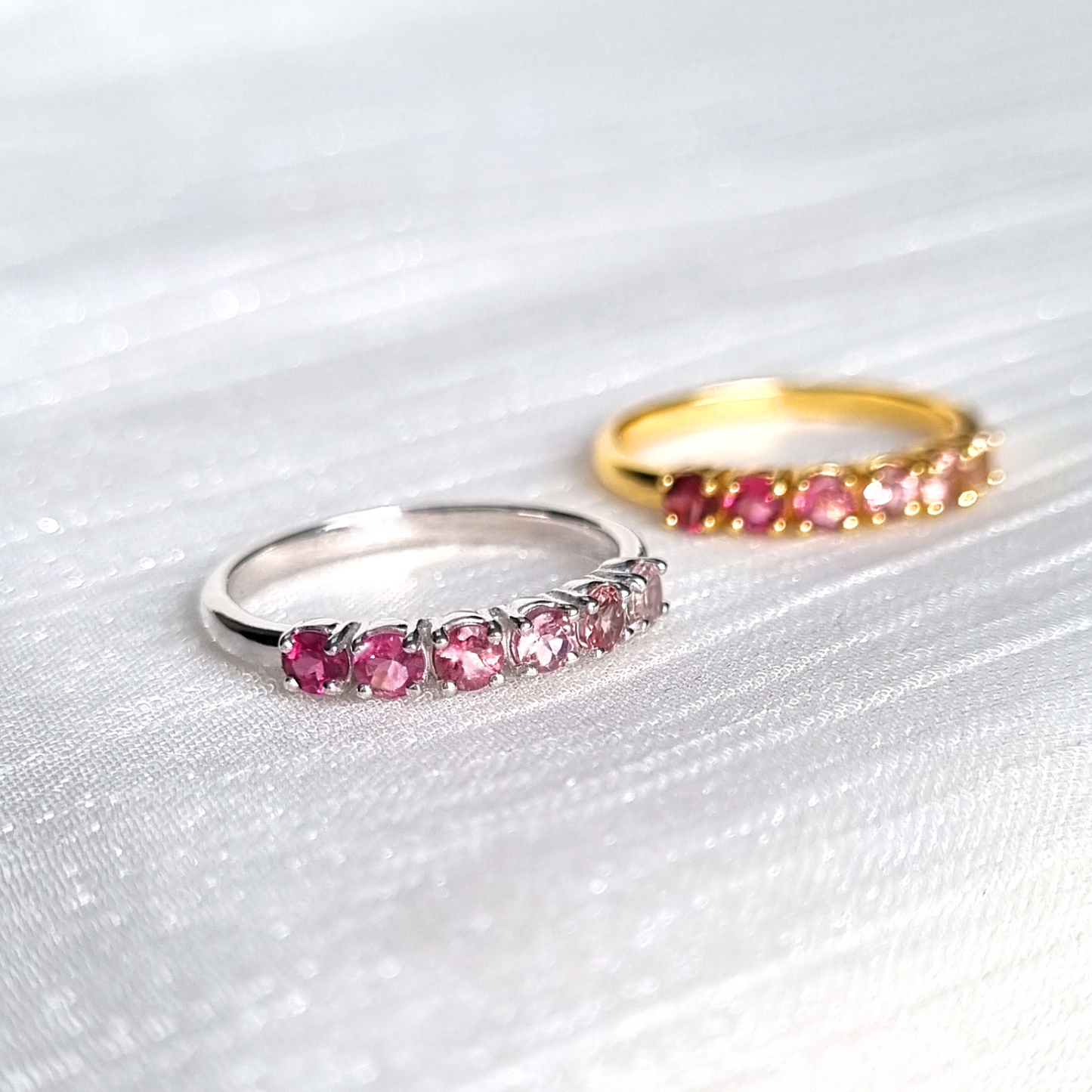 Ombre Pink Tourmaline Eternity Band in Sterling Silver - SJR London Timepiece