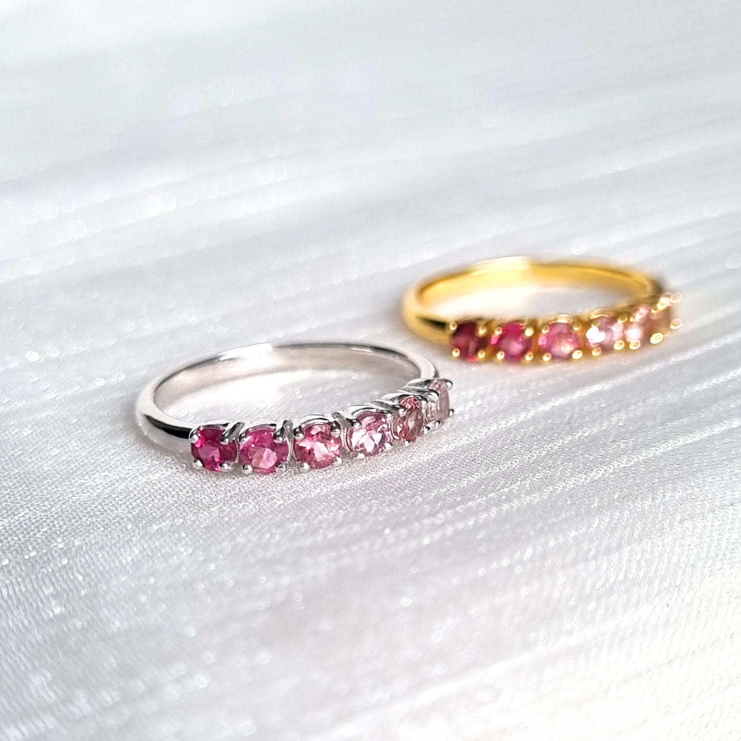 Ombre Pink Tourmaline Eternity Band in Sterling Silver - SJR London Timepiece