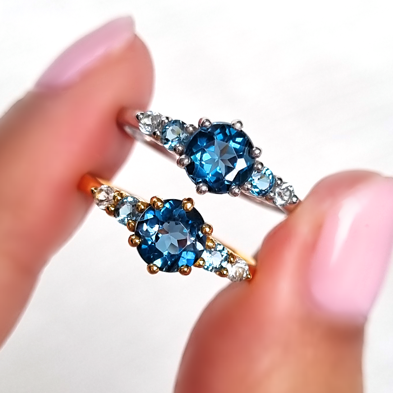 Ombre Blue Topaz Five Stone Ring in Sterling Silver - SJR London Timepiece