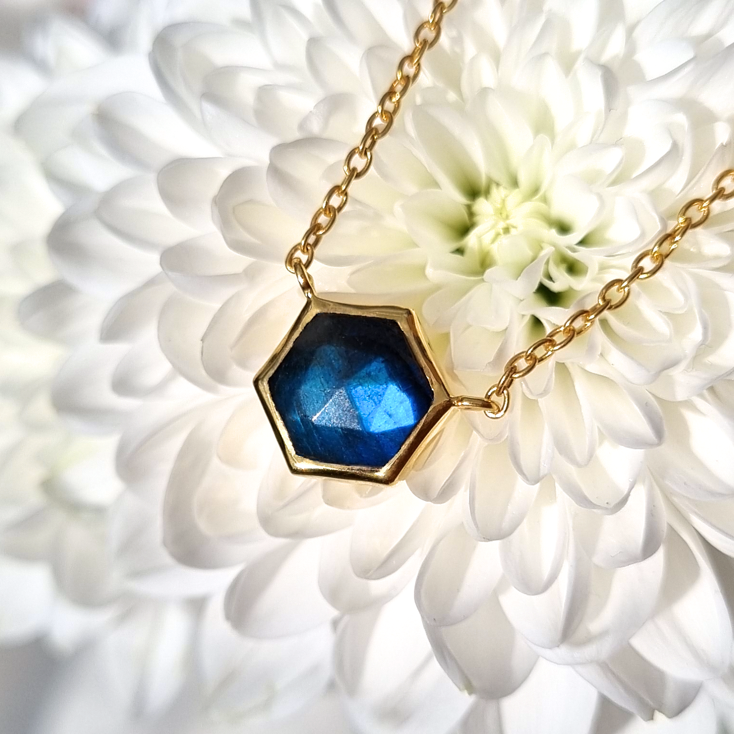 Labradorite Necklace in 18k Gold Vermeil - SJR London Timepiece
