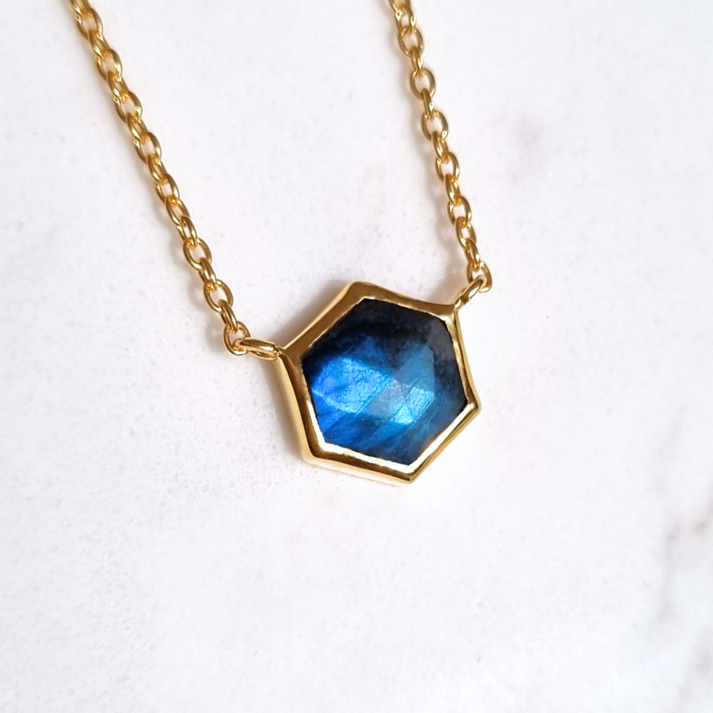 Labradorite Necklace in 18k Gold Vermeil - SJR London Timepiece