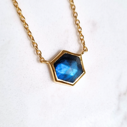 Labradorite Necklace in 18k Gold Vermeil - SJR London Timepiece