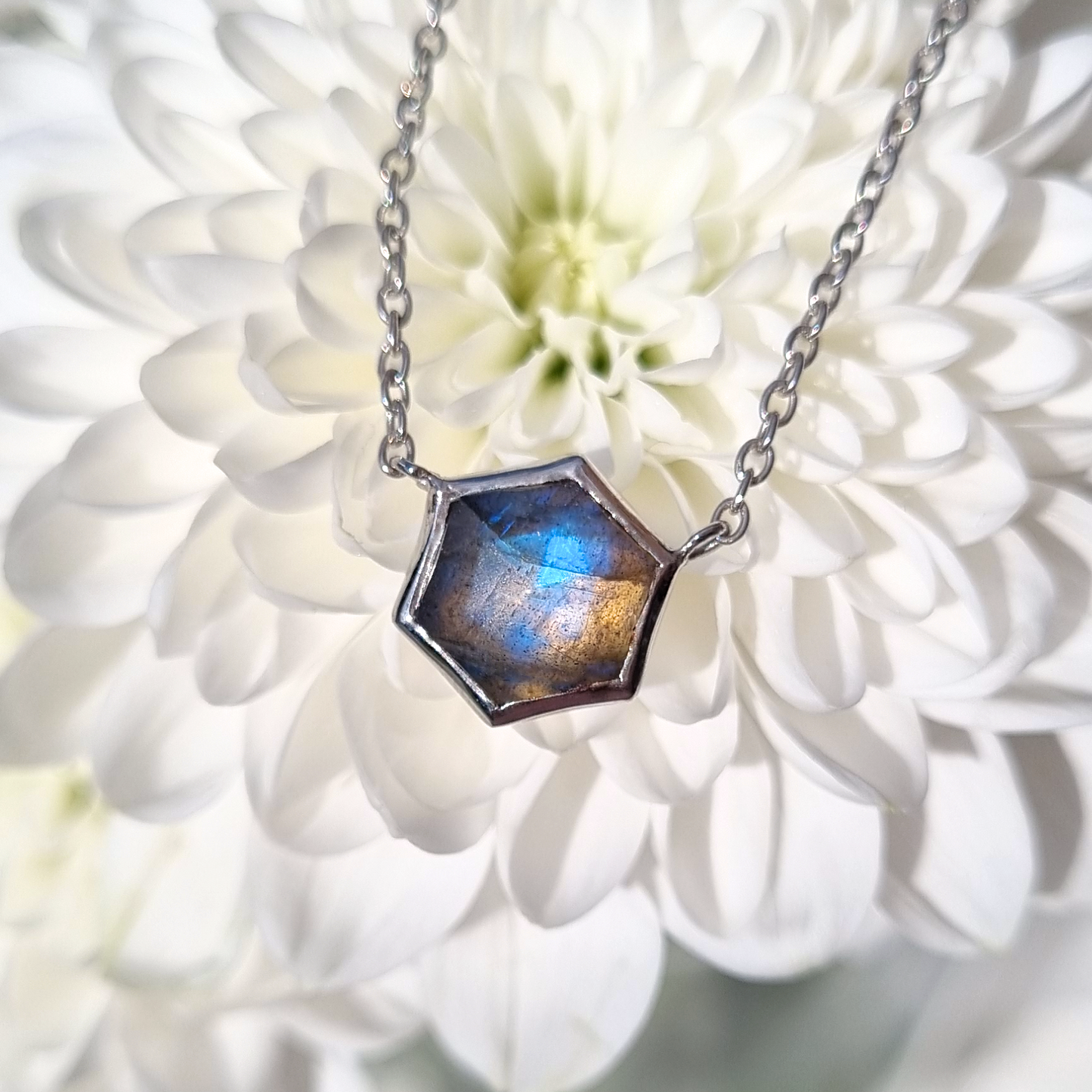 Labradorite Necklace in Sterling Silver - SJR London Timepiece