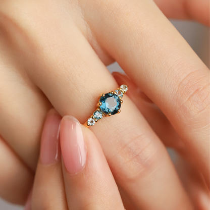 Ombre Blue Topaz Five Stone Ring in 18k Gold Vermeil - SJR London Timepiece
