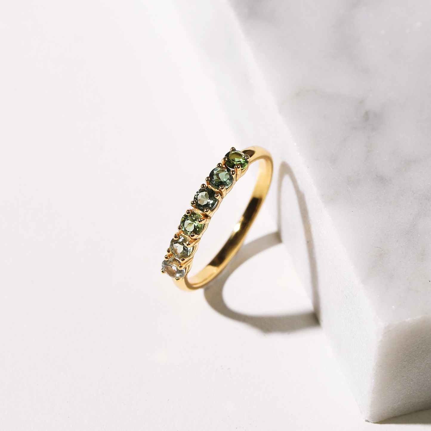 Ombre Green Tourmaline Eternity Band in 18k Gold Vermeil - SJR London Timepiece