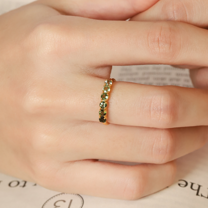 Ombre Green Tourmaline Eternity Band in 18k Gold Vermeil - SJR London Timepiece