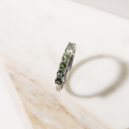 Ombre Green Tourmaline Eternity Band in Sterling Silver - SJR London Timepiece