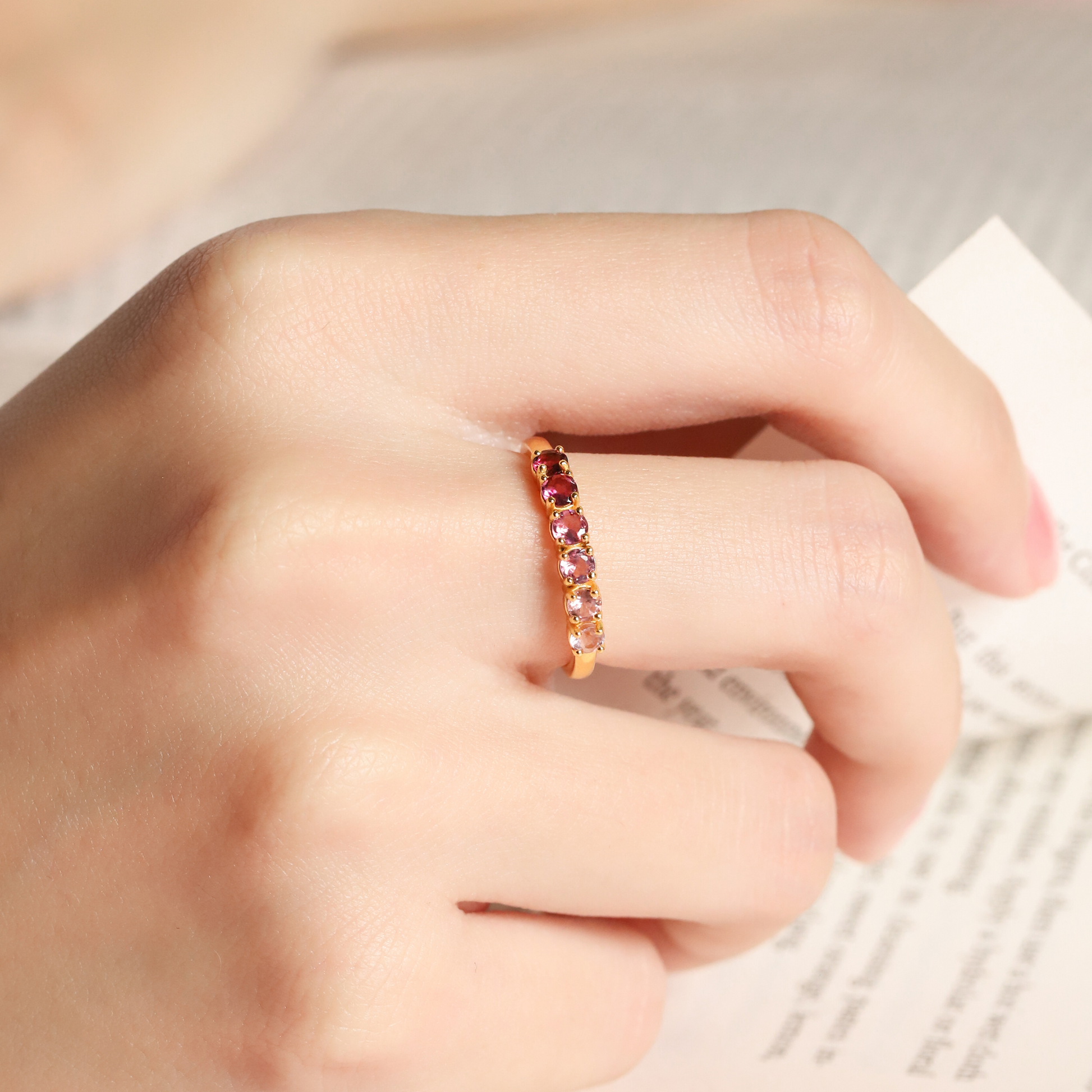 Ombre Pink Tourmaline Eternity Band in 18k Gold Vermeil - SJR London Timepiece