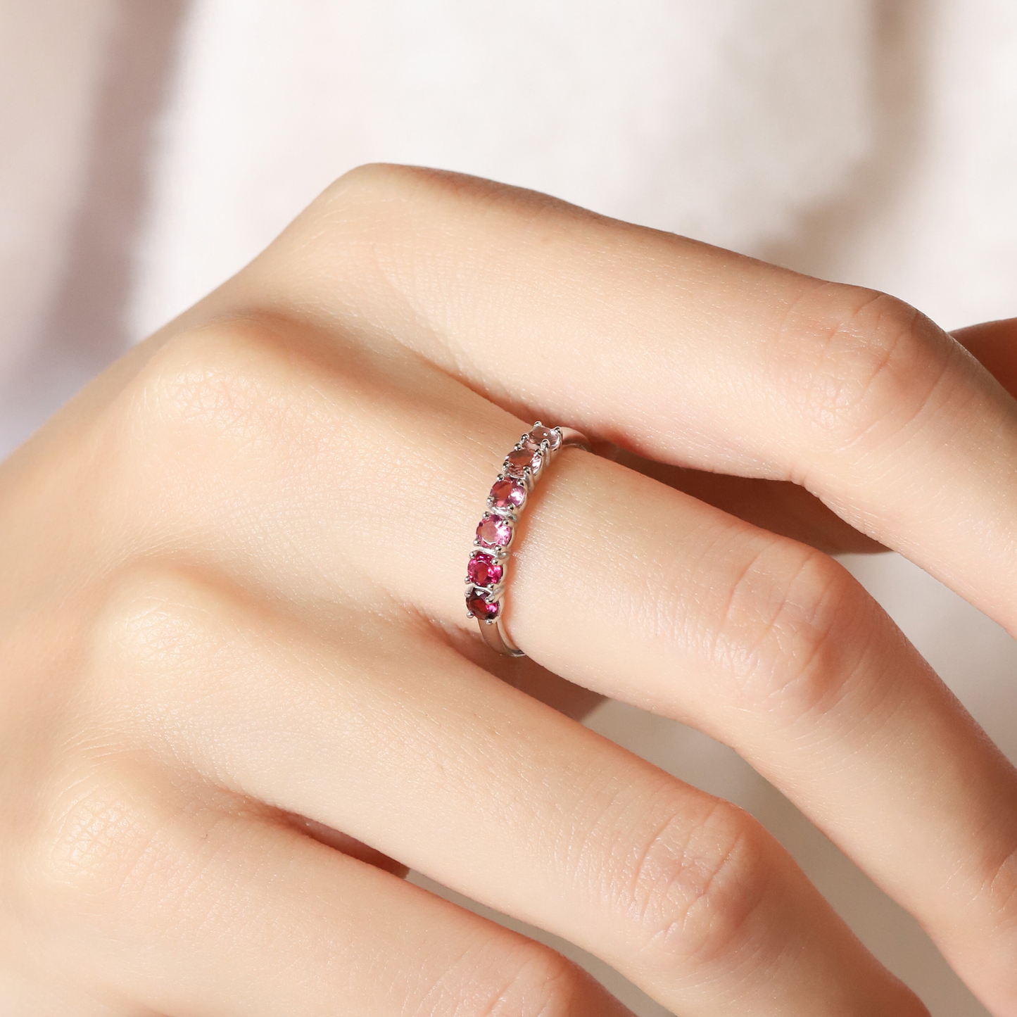 Ombre Pink Tourmaline Eternity Band in Sterling Silver - SJR London Timepiece