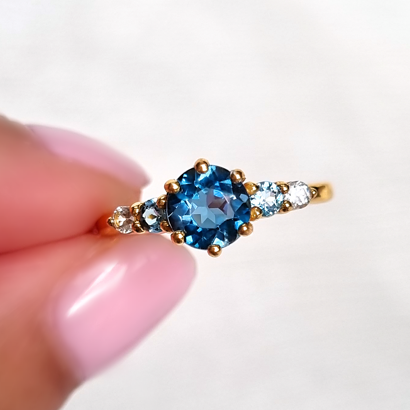 Ombre Blue Topaz Five Stone Ring in 18k Gold Vermeil - SJR London Timepiece