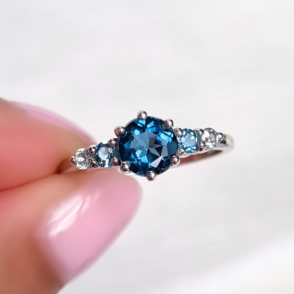 Ombre Blue Topaz Five Stone Ring in Sterling Silver - SJR London Timepiece