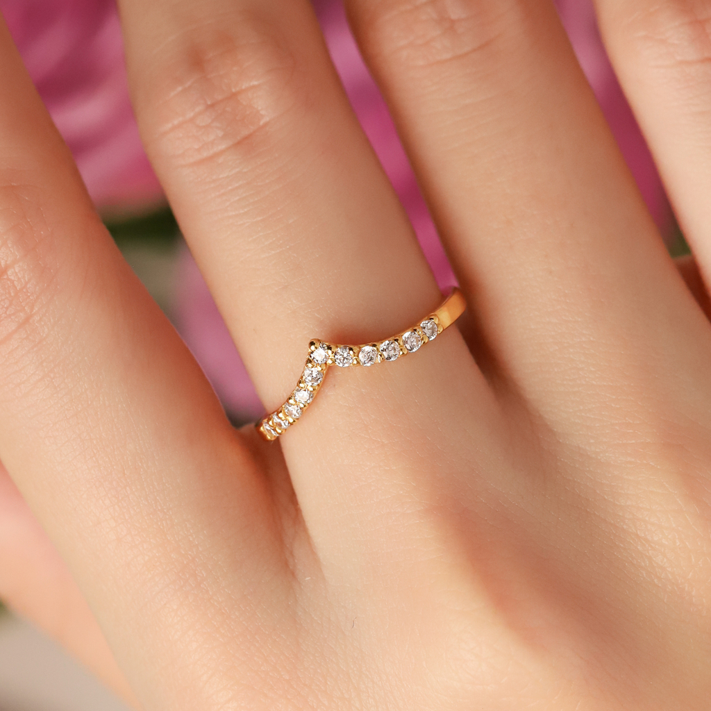 Bague Éternité Courbée Wishbone en Vermeil d'Or 18 carats