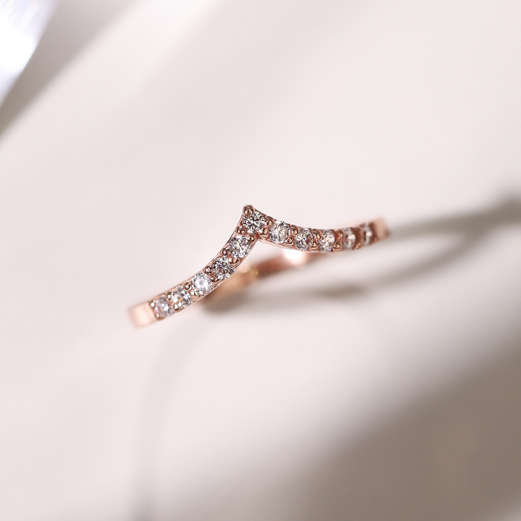 Bague Éternité Courbe Wishbone en Vermeil d'Or Rose 18 carats