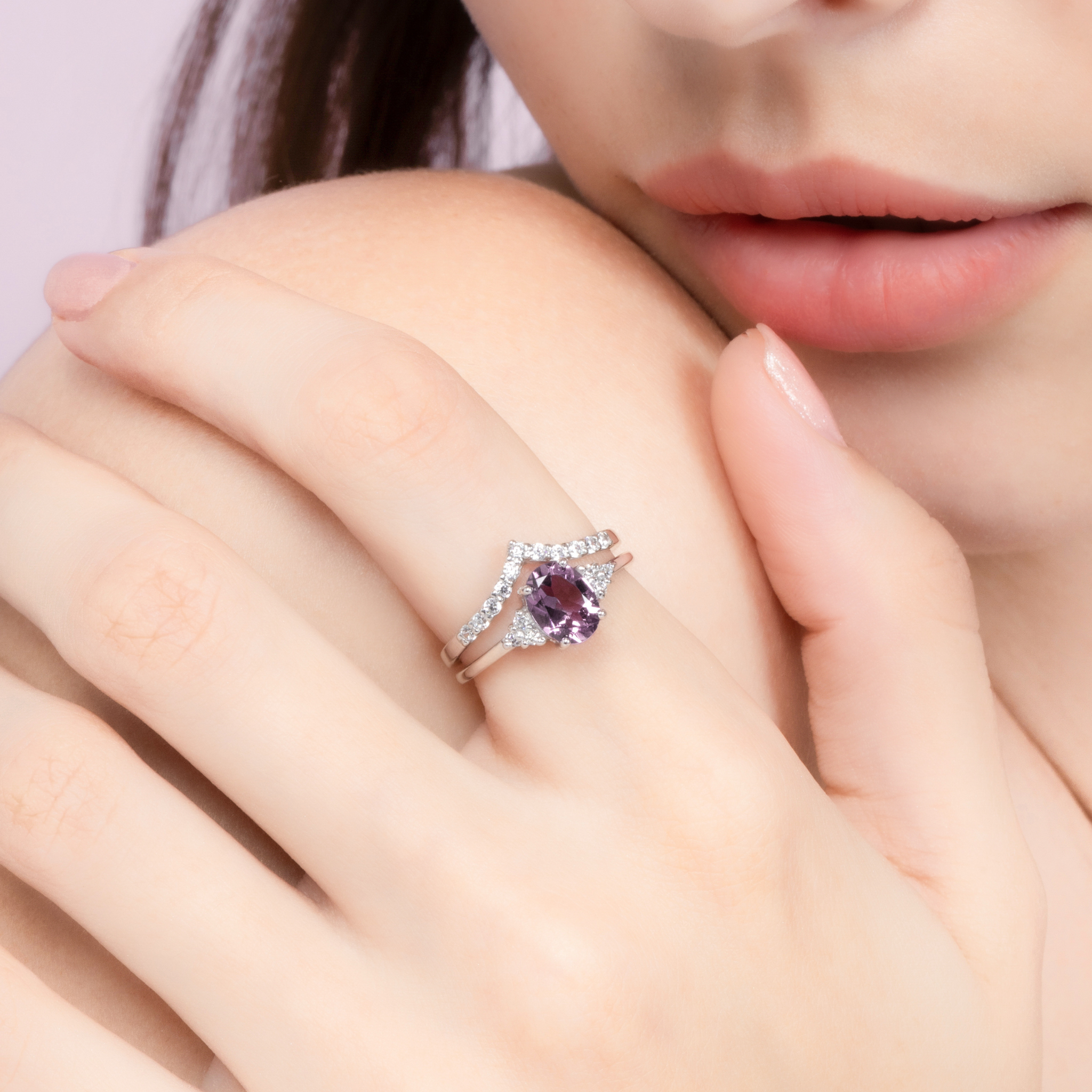 Bague éternité incurvée Wishbone en argent sterling