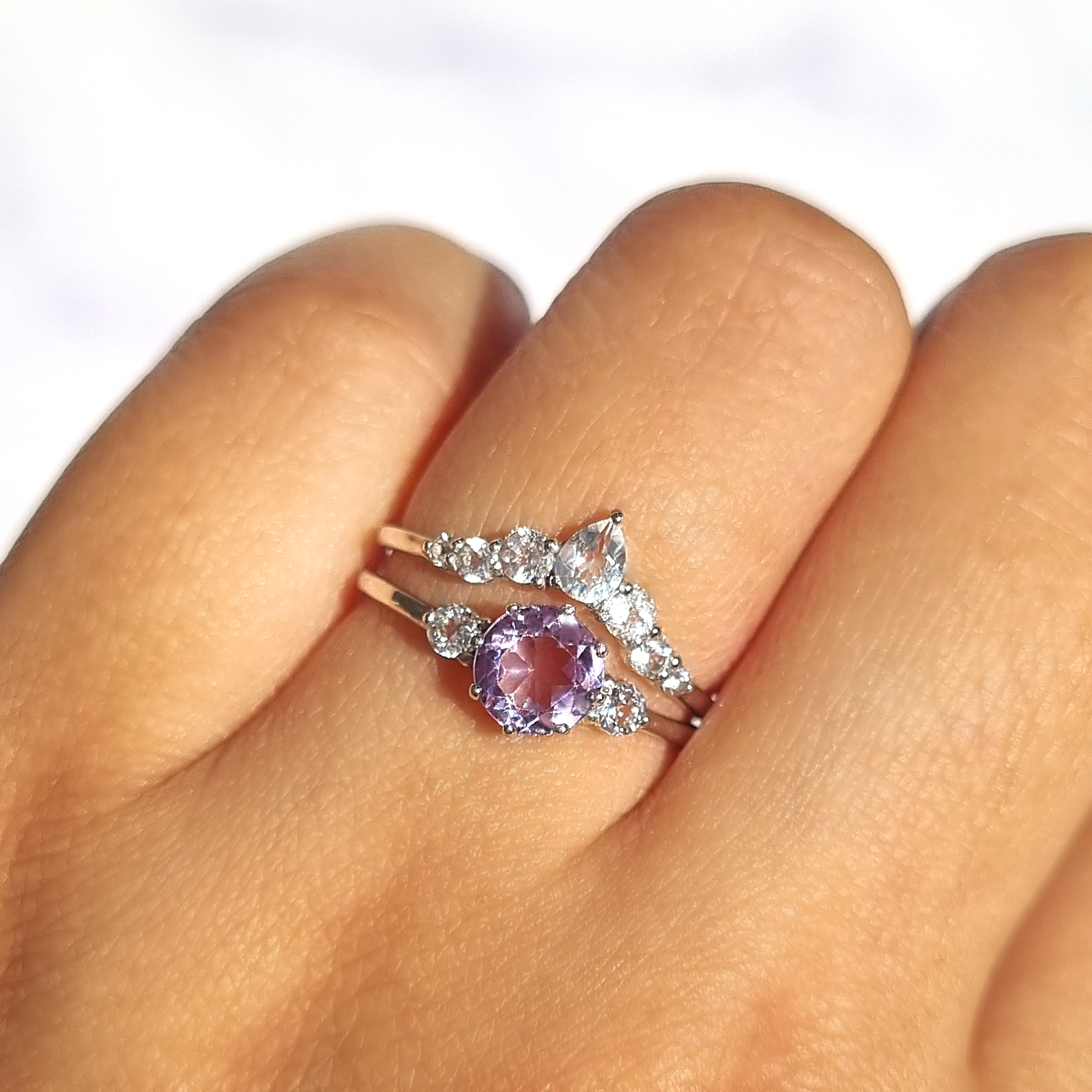 Selene Lavender Amethyst Ring Set in Sterling Silver - SJR London Timepiece