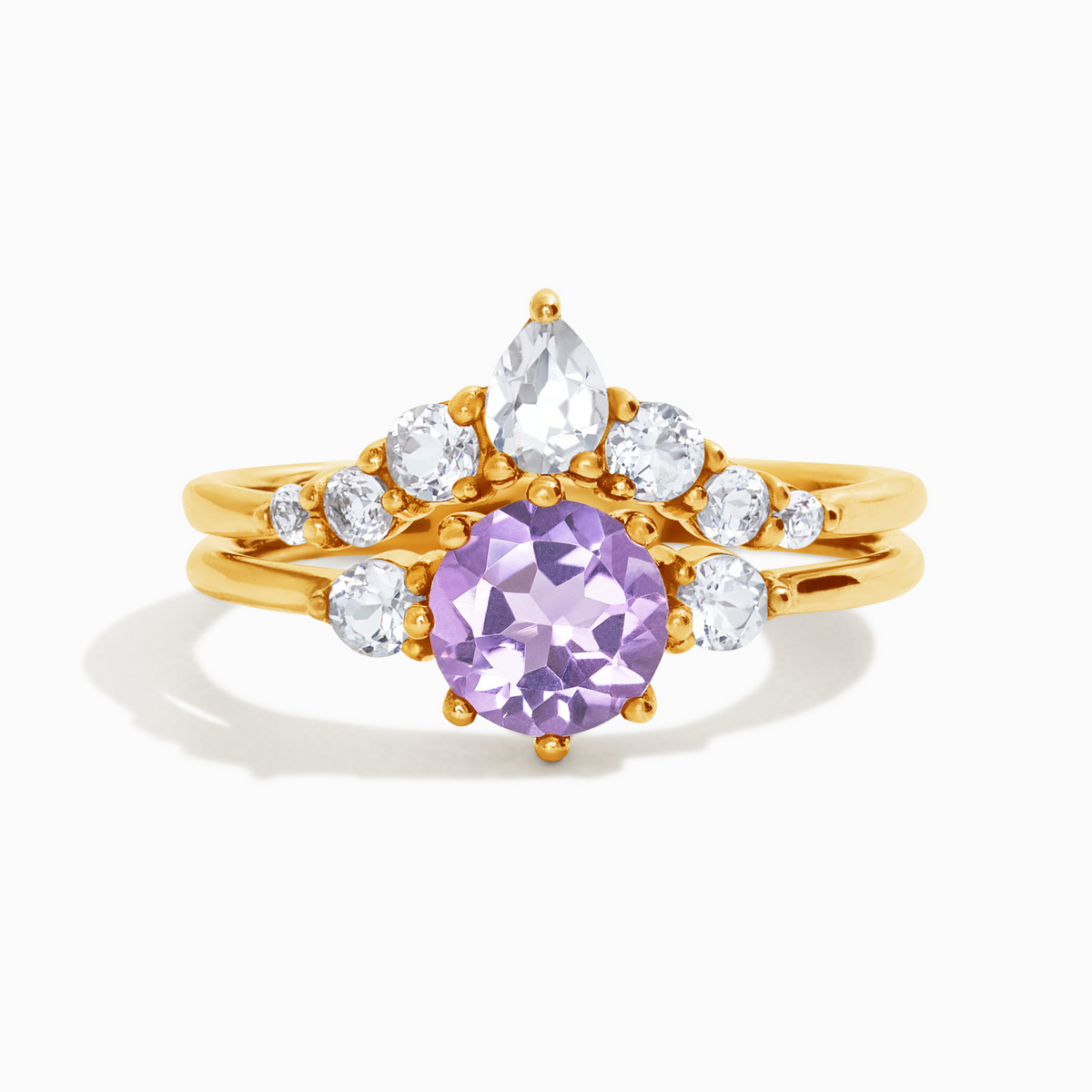 Bague Sélène en améthyste lavande, sertie de vermeil en or 18 carats