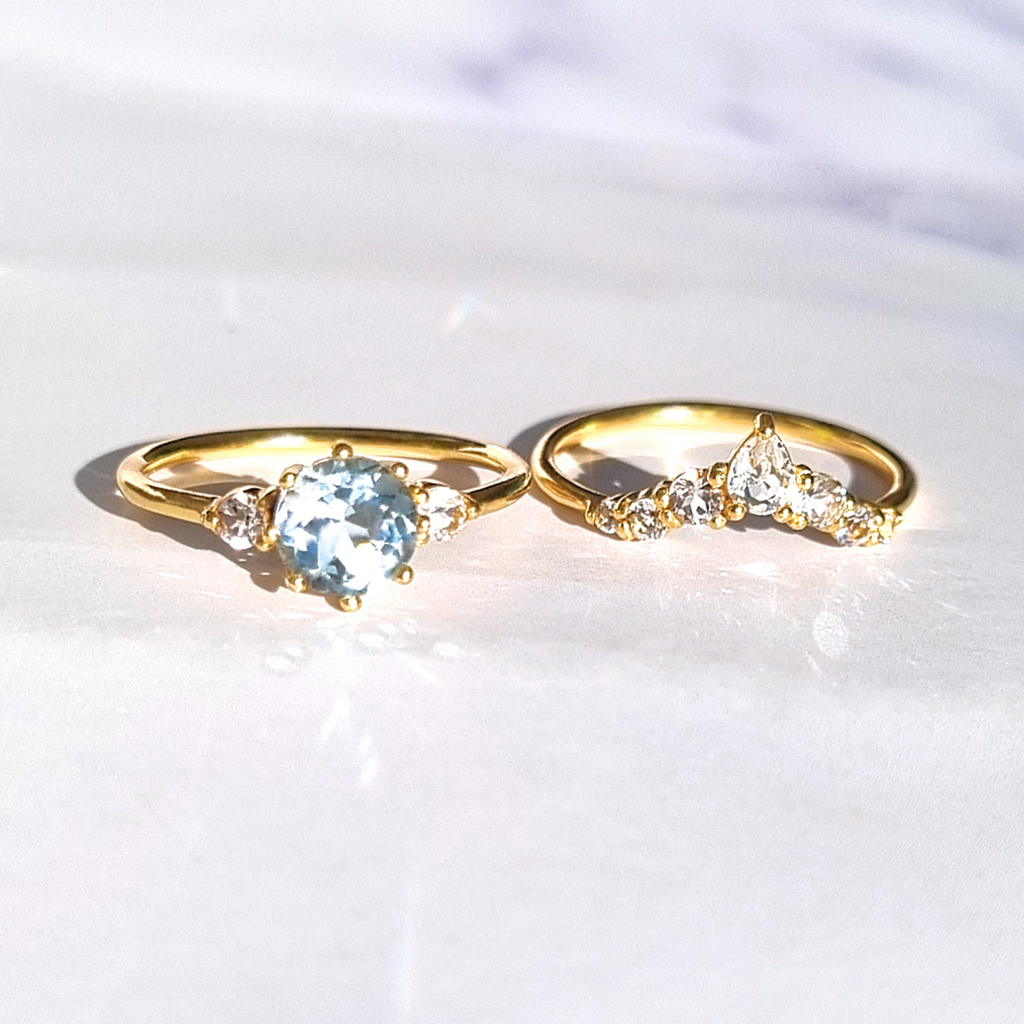 Bague Sélène en topaze bleue sertie en vermeil 18 carats