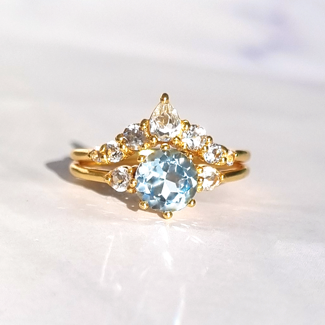 Selene Blue Topaz Ring Set in 18k Gold Vermeil - SJR London Timepiece