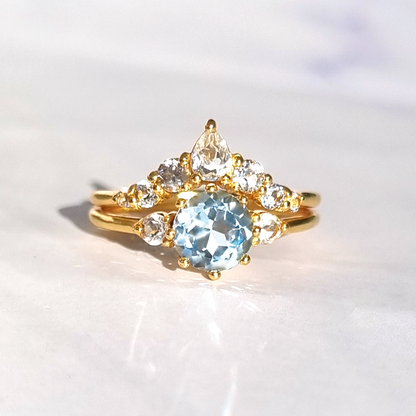 Selene Blue Topaz Ring Set in 18k Gold Vermeil - SJR London Timepiece