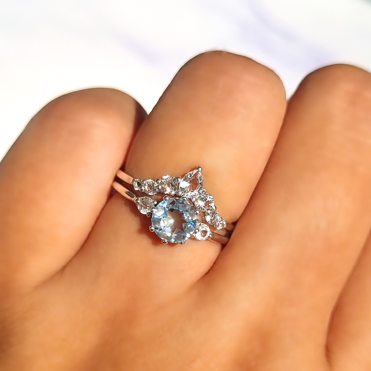Selene Blue Topaz Ring Set in Sterling Silver - SJR London Timepiece