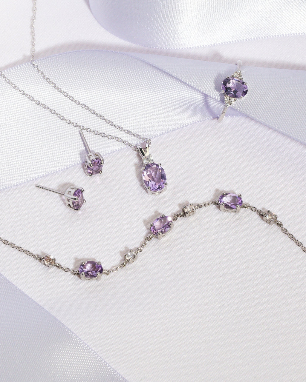 Mini-ensemble 1 - Parure de bijoux en améthyste en argent sterling