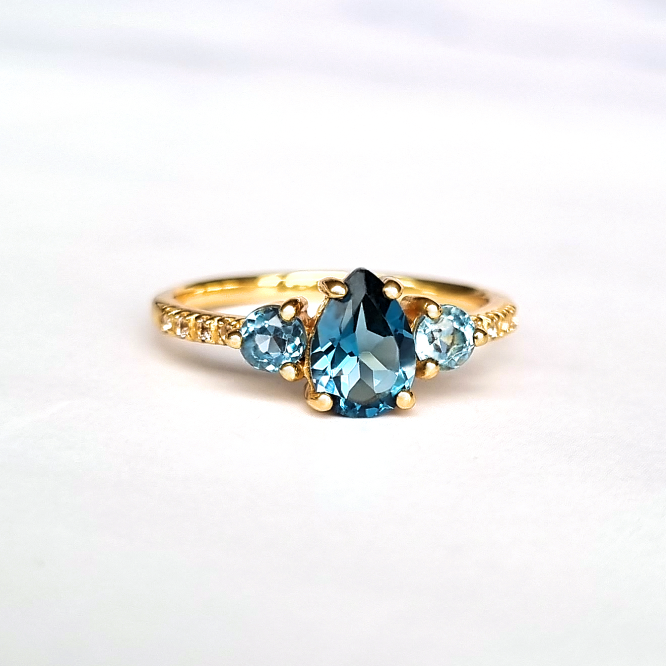 London Blue and Swiss Blue Topaz Ring in 18k Gold Vermeil - SJR London Timepiece