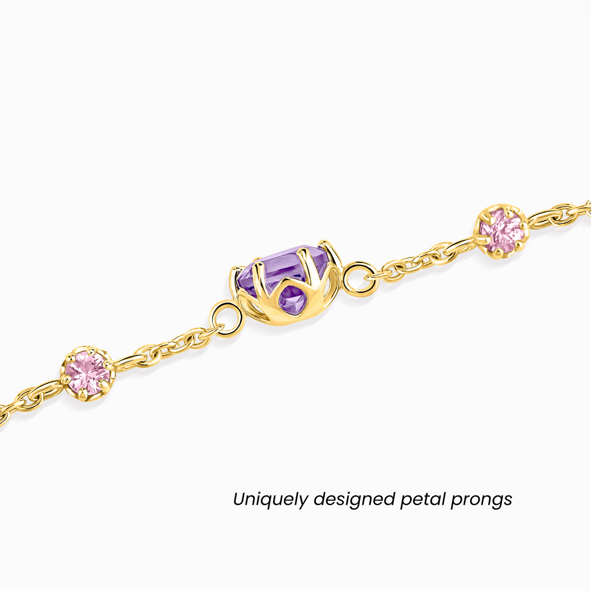 Bracelet Saphir Rose & Améthyste en Vermeil 18 carats