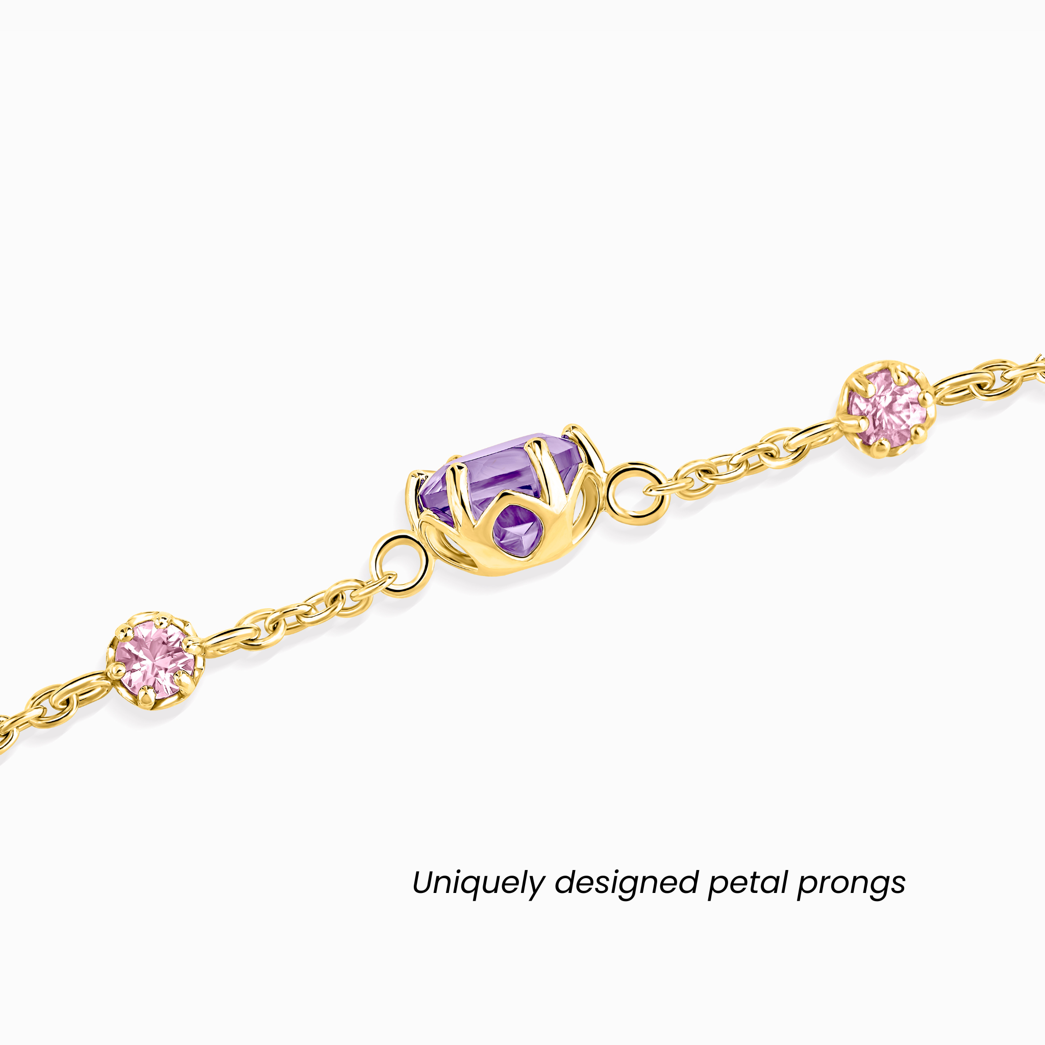 Parure de bijoux Saphir Rose & Améthyste en Vermeil 18 carats