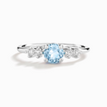Bague cinq pierres topaze bleu ciel en argent sterling