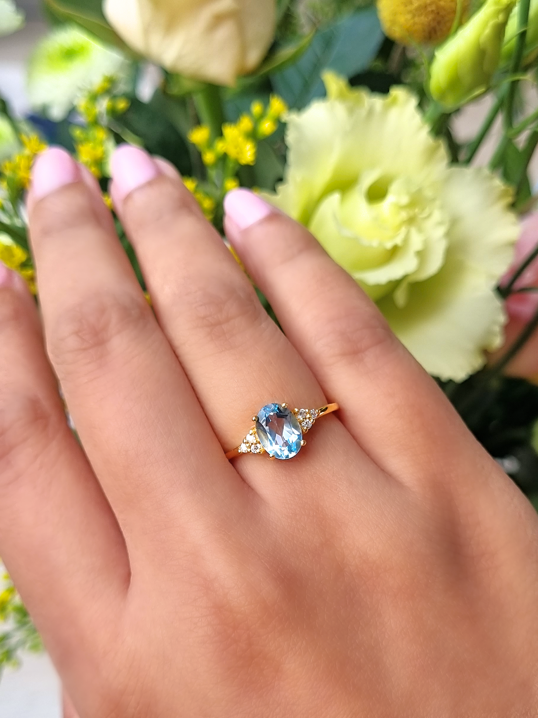 Sky Blue Topaz Ring in 18k Gold Vermeil - SJR London Timepiece
