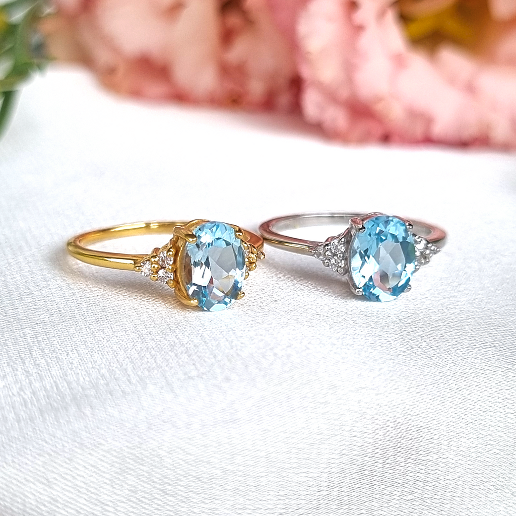 Bague Topaze Bleue Ciel en Argent Sterling