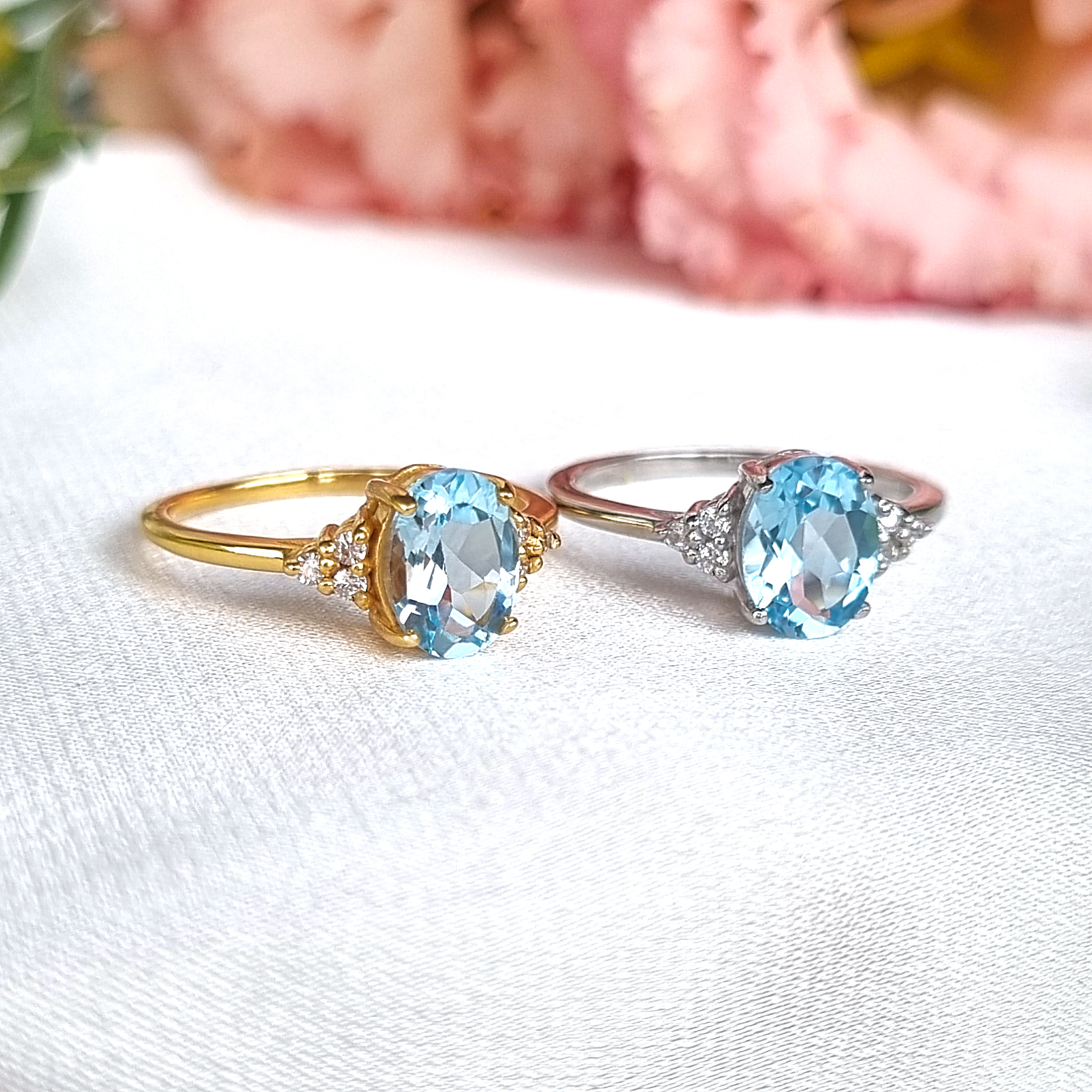 Bague Topaze Bleue Ciel en Argent Sterling
