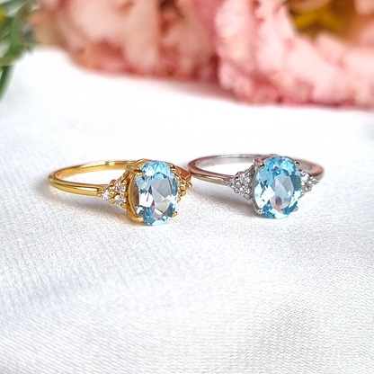 Sky Blue Topaz Ring in Sterling Silver - SJR London Timepiece