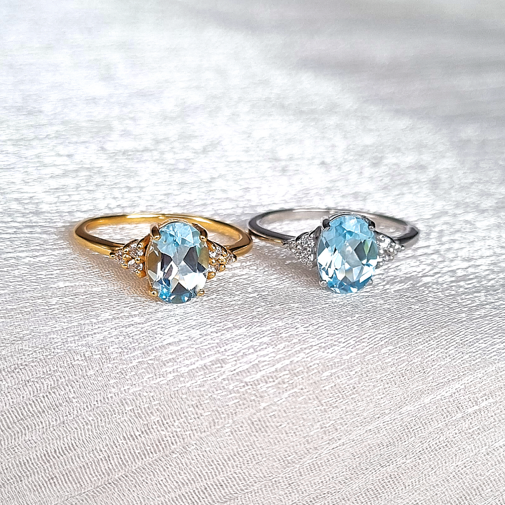 Bague Topaze Bleue Ciel en Argent Sterling