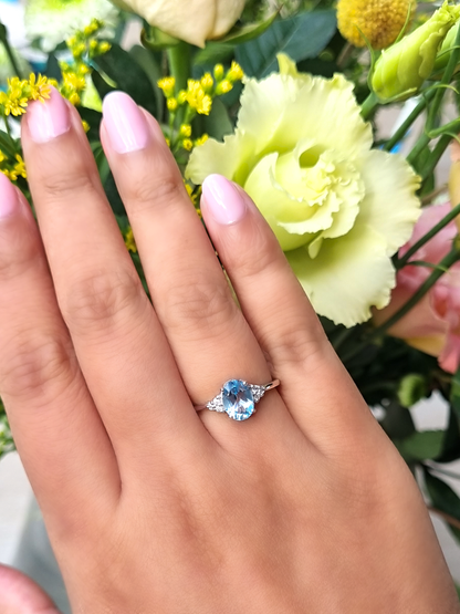 Sky Blue Topaz Ring in Sterling Silver - SJR London Timepiece