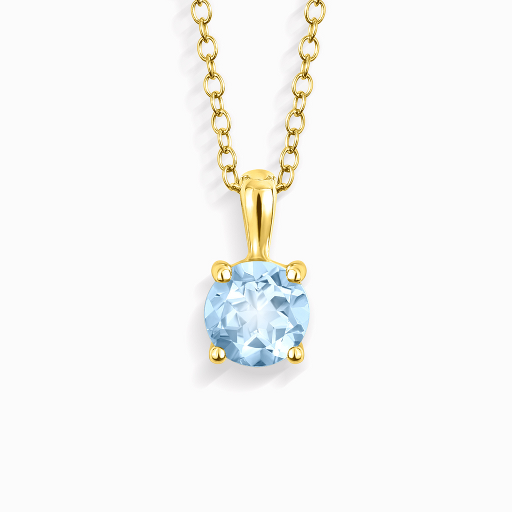 Pendentif Solitaire Topaze Bleu Ciel en Vermeil Or 18 Carats