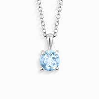 Sky Blue Topaz Solitaire Pendant Necklace in Sterling Silver - SJR London Timepiece