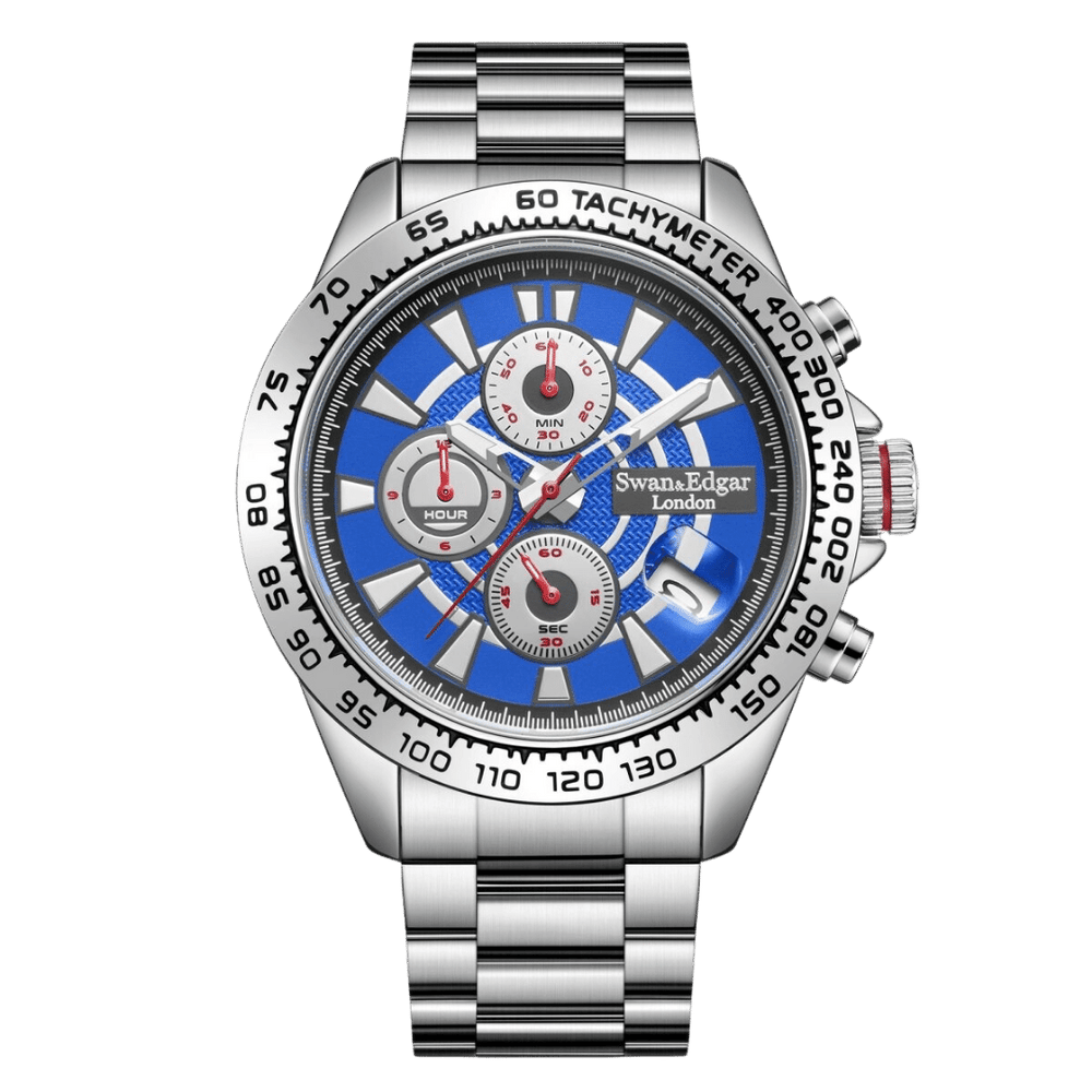 Édition Limitée Swan & Edgar Montre Mécanique à Quartz Argent Bleu Assemblée à la Main Speed Target