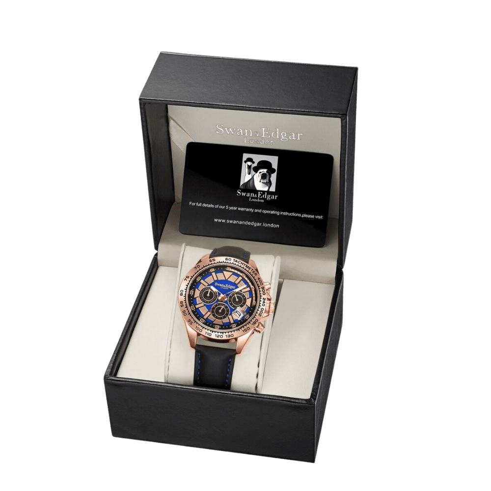 Limited Edition Swan & Edgar Hand Assembled Speed Tracker Mechanical Quartz Rose Blue - SJR London Timepiece