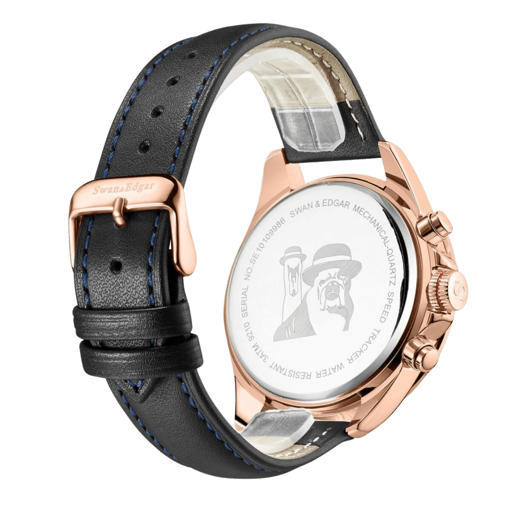Limited Edition Swan & Edgar Hand Assembled Speed Tracker Mechanical Quartz Rose Blue - SJR London Timepiece