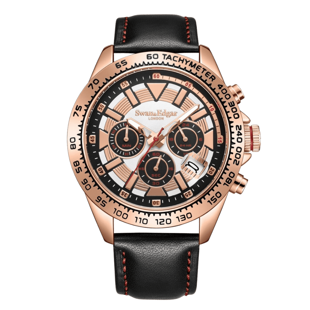 Limited Edition Swan & Edgar Hand Assembled Speed Tracker Mechanical Quartz Rose White - SJR London Timepiece